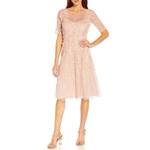 ADRIANNA PAPELL AP1E209768 3D FLORAL MIDI DRESS(AP1E209768)